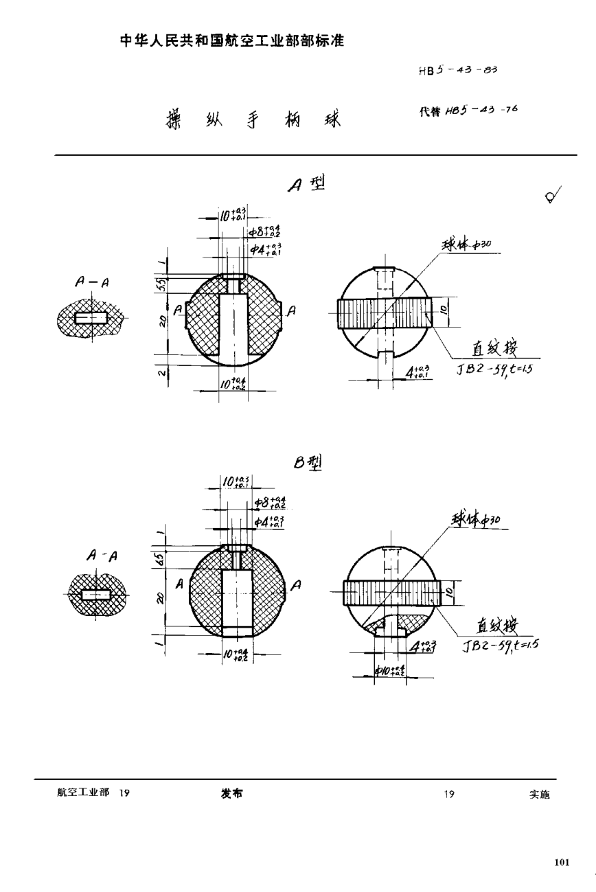 HB 5-43-1983操纵手柄球