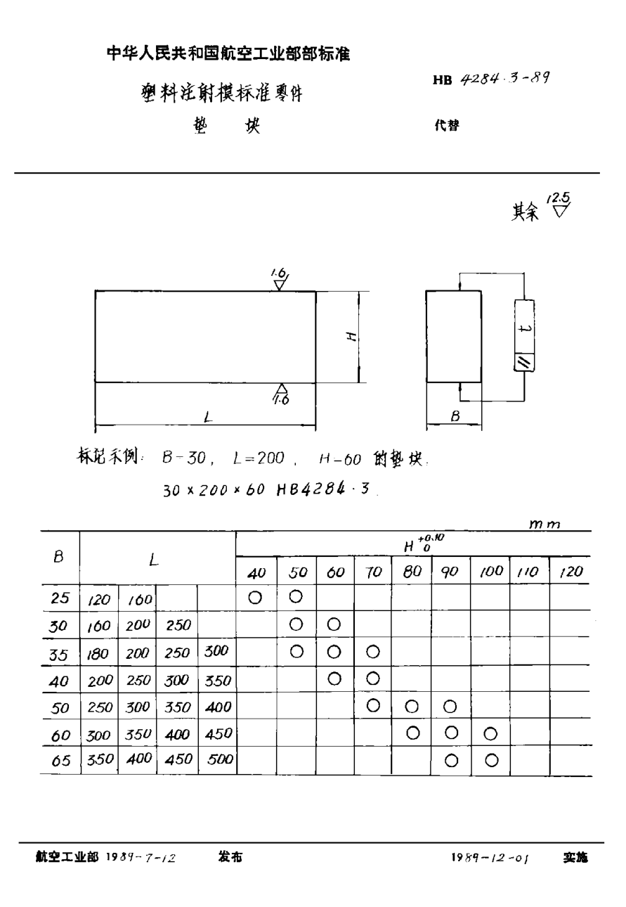 HB 4284.3-1989塑料注射模raybet雷电竞电竞app下载地址零件 垫块