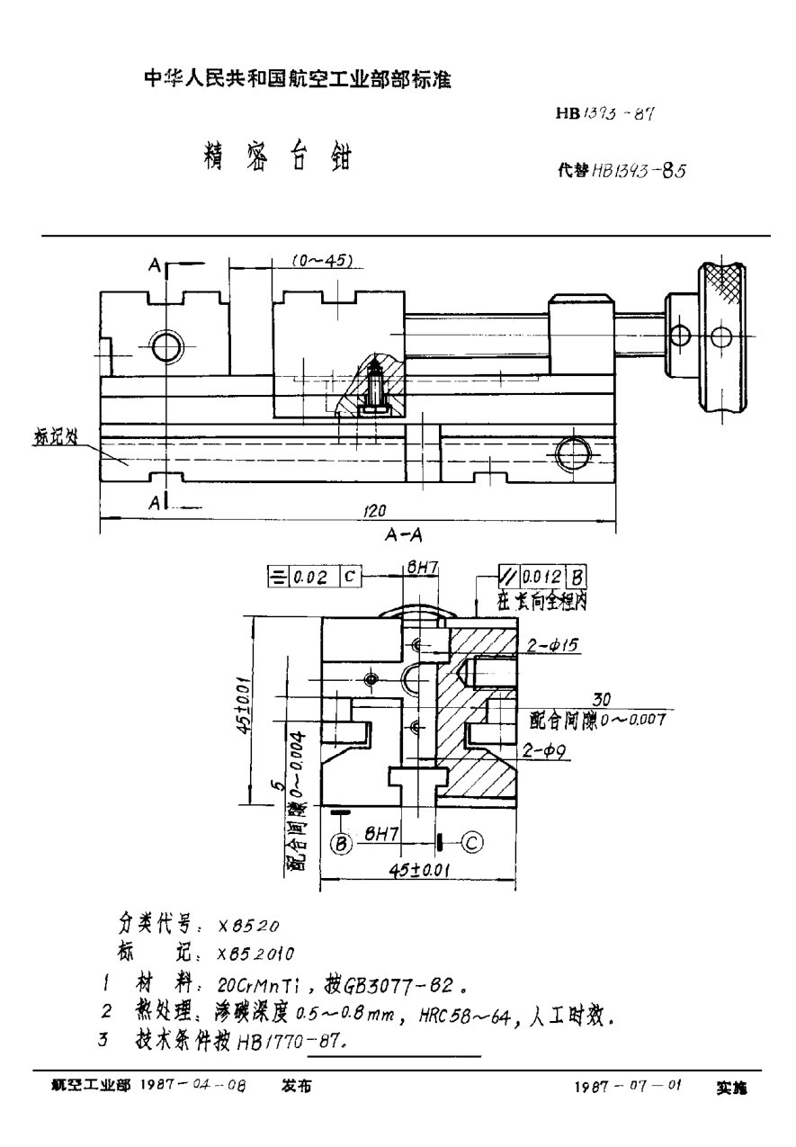HB 1393-1987精密台钳