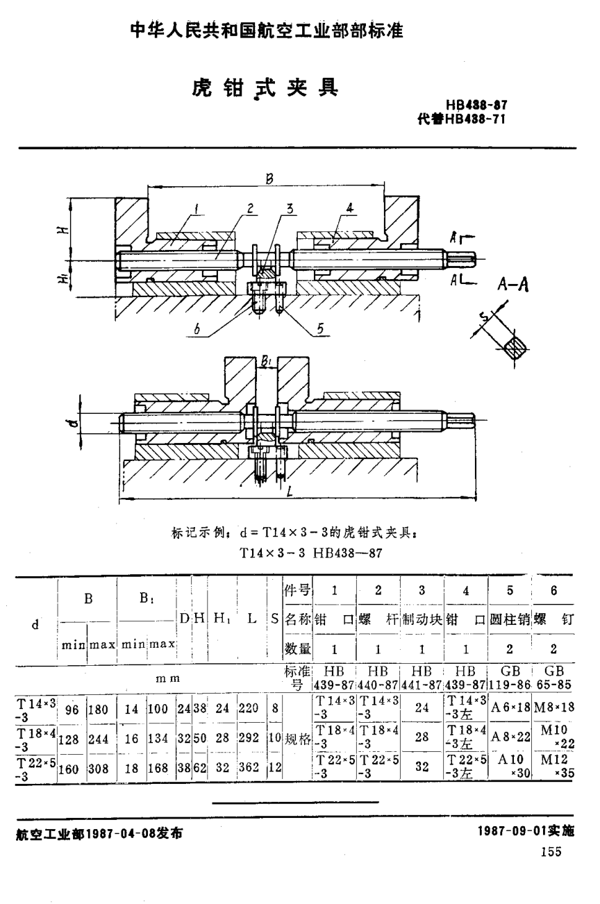 HB 438-1987虎钳式夹具