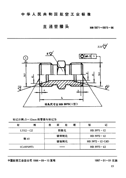 HB 5972-1996直通管接头