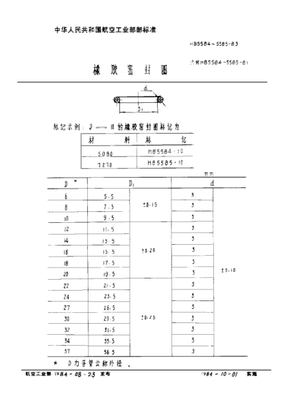 HB 5585-1983橡胶密封圈