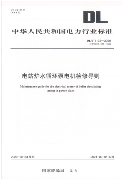  DL/T 1132-2020 电站炉水循环泵电机检修导则