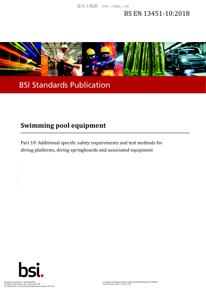 EN 13451-10-2018  Swimming pool equipment - Part 10: Additional specific safety requirements and test methods for diving platforms, diving springboards and associated equipment