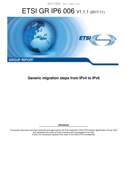 ETSI GR IP6 006-2017  Generic migration steps from IPv4 to IPv6