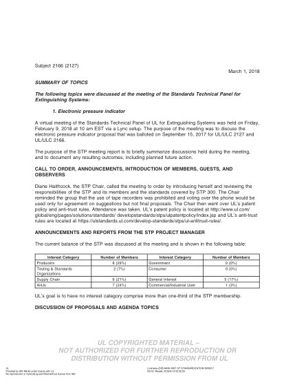 UL 2166 BULLETIN-2018  Ul Standard For Safety Halocarbon Clean Agent Extinguishing System Units