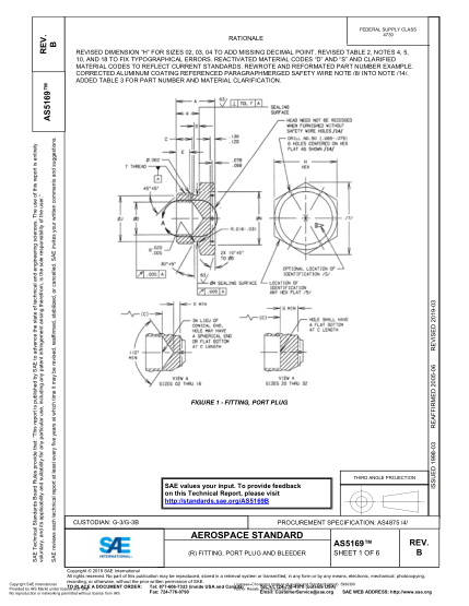 SAE AS5169B-2019  (R) Fitting, Port Plug And Bleeder