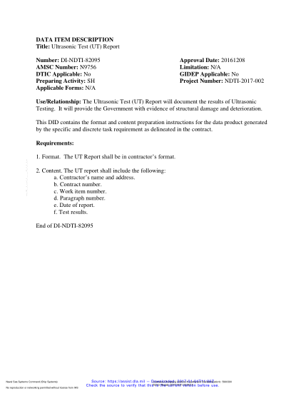 NAVY DI-NDTI-82095-2016  Ultrasonic Test(Ut) Report