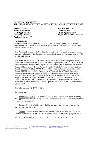 NAVY DI-PSSS-82029-2016  Reliability-Centered Maintenance (Rcm) Task Definition Report