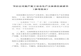 节后公司复产复工安全生产主体责任承诺书（参考范本）docx