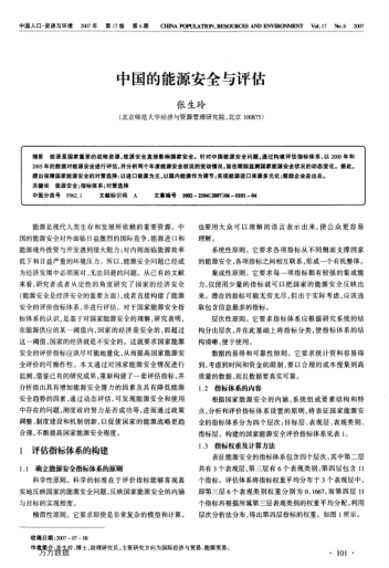 中国的能源安全与评估