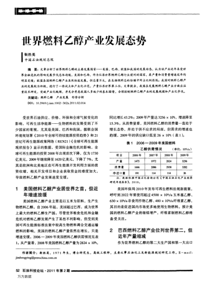 世界燃料乙醇产业发展态势